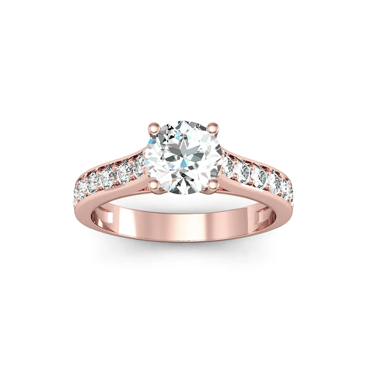 1 1/2 Carat Round Shape Moissanite Engagement Ring In 14 Karat Rose Gold