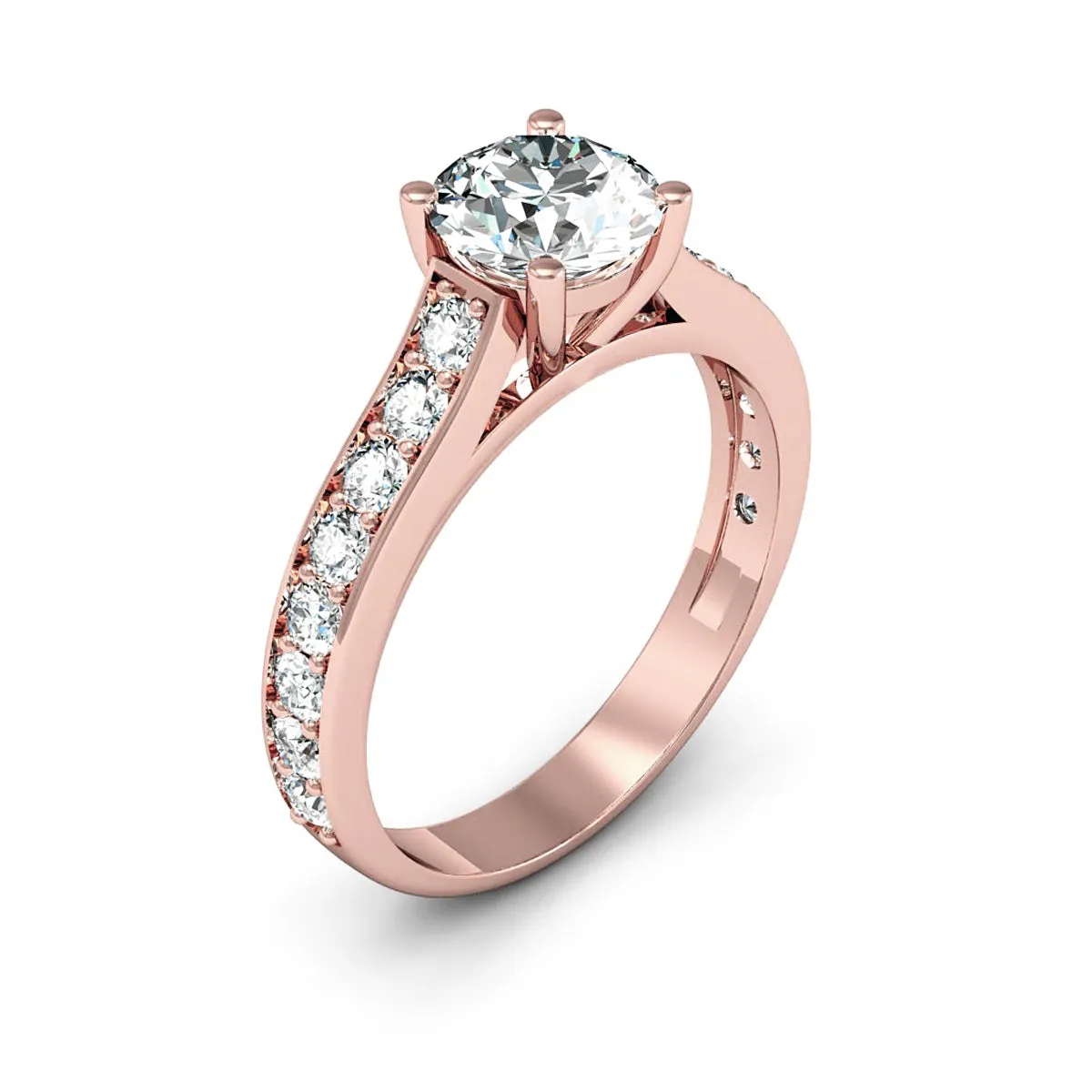 1 1/2 Carat Round Shape Moissanite Engagement Ring In 14 Karat Rose Gold