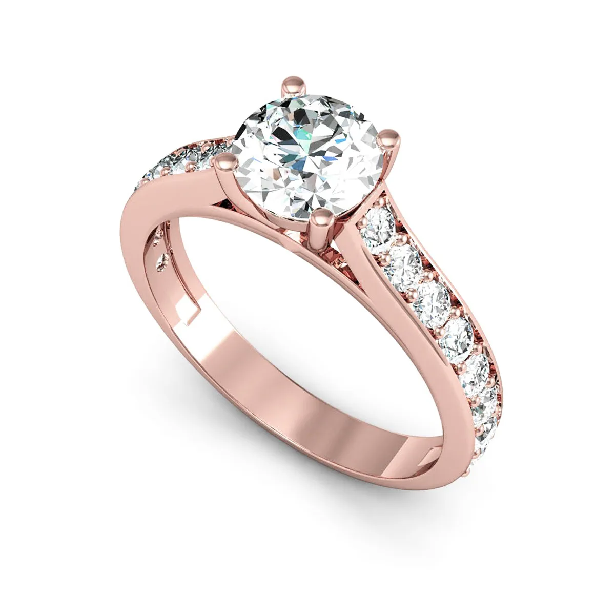 1 1/2 Carat Round Shape Moissanite Engagement Ring In 14 Karat Rose Gold