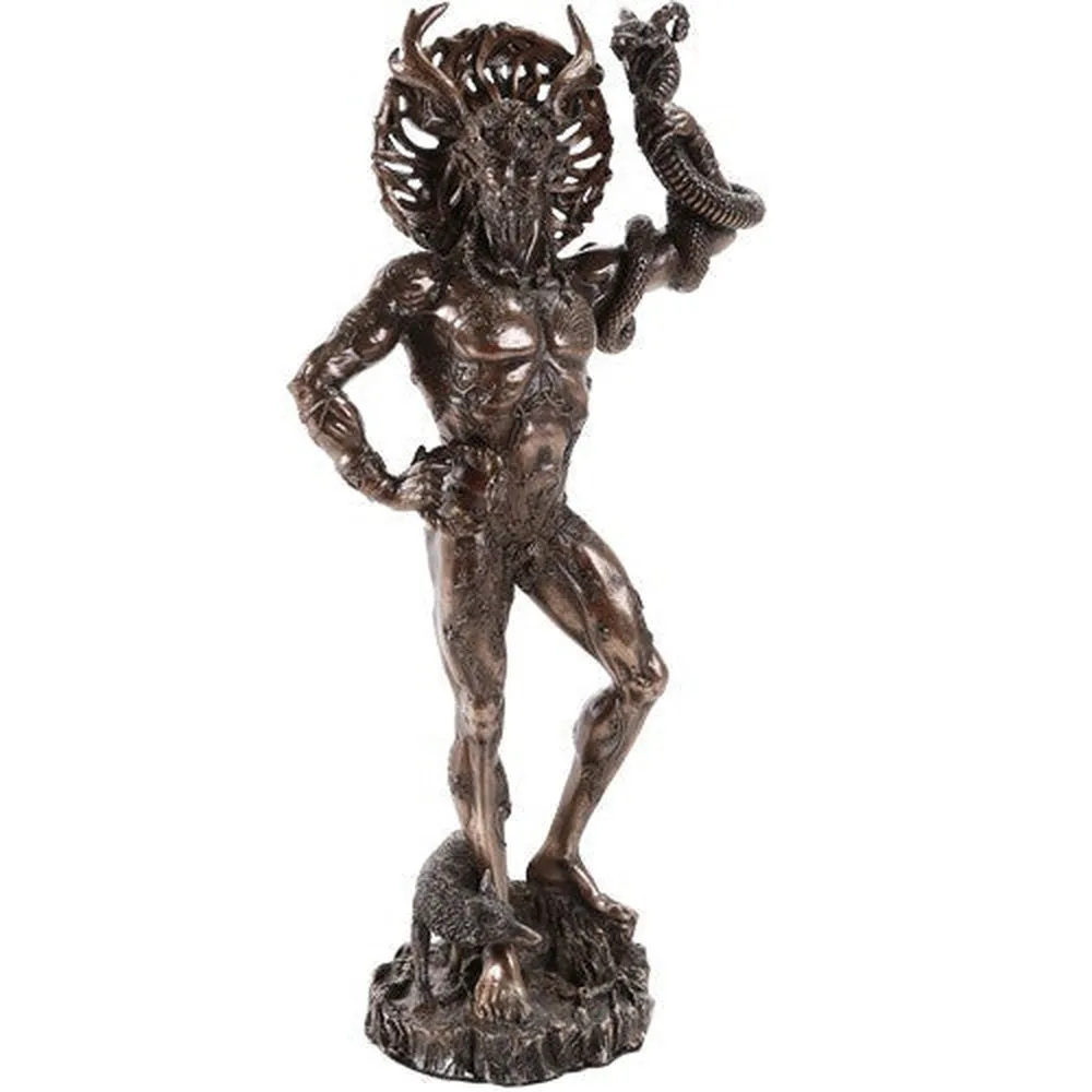 10.25" Celtic Horned God Cernunnos Statue in Bronze