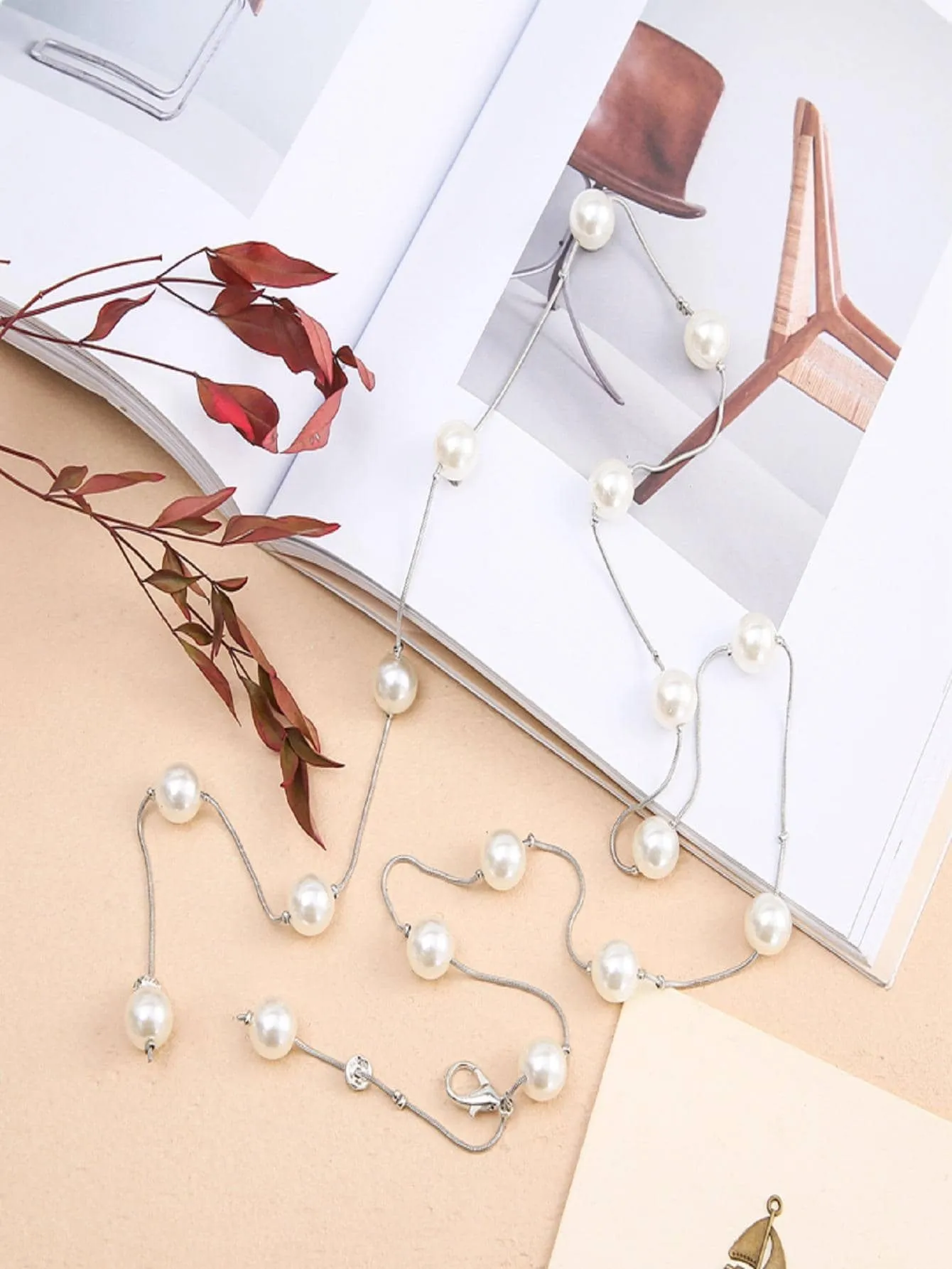 1pc Women Faux Pearl Decor Elegant Chain Belt For Dress Decoration