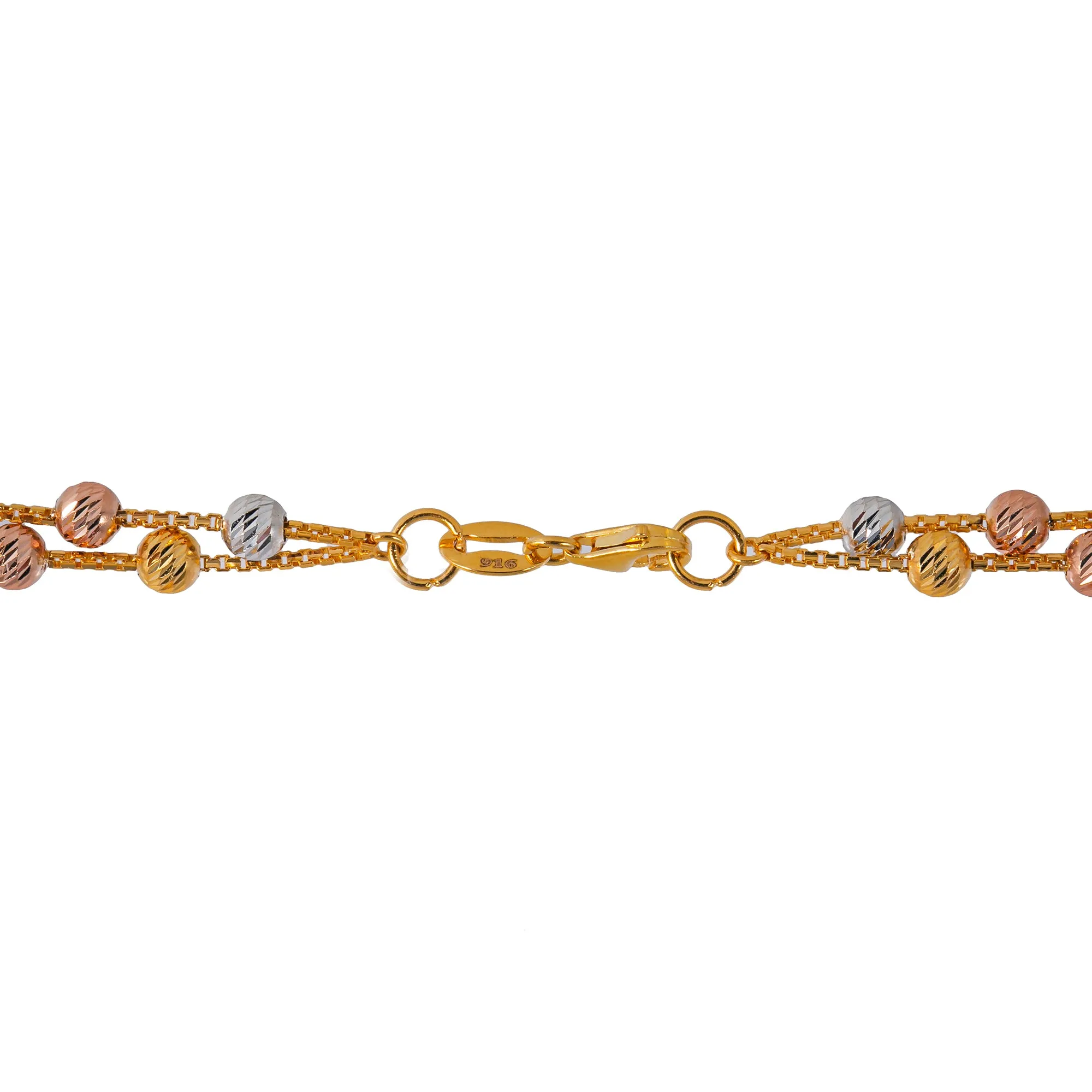 22K Multi-Tone Gold Beaded Chain (46.1gm)