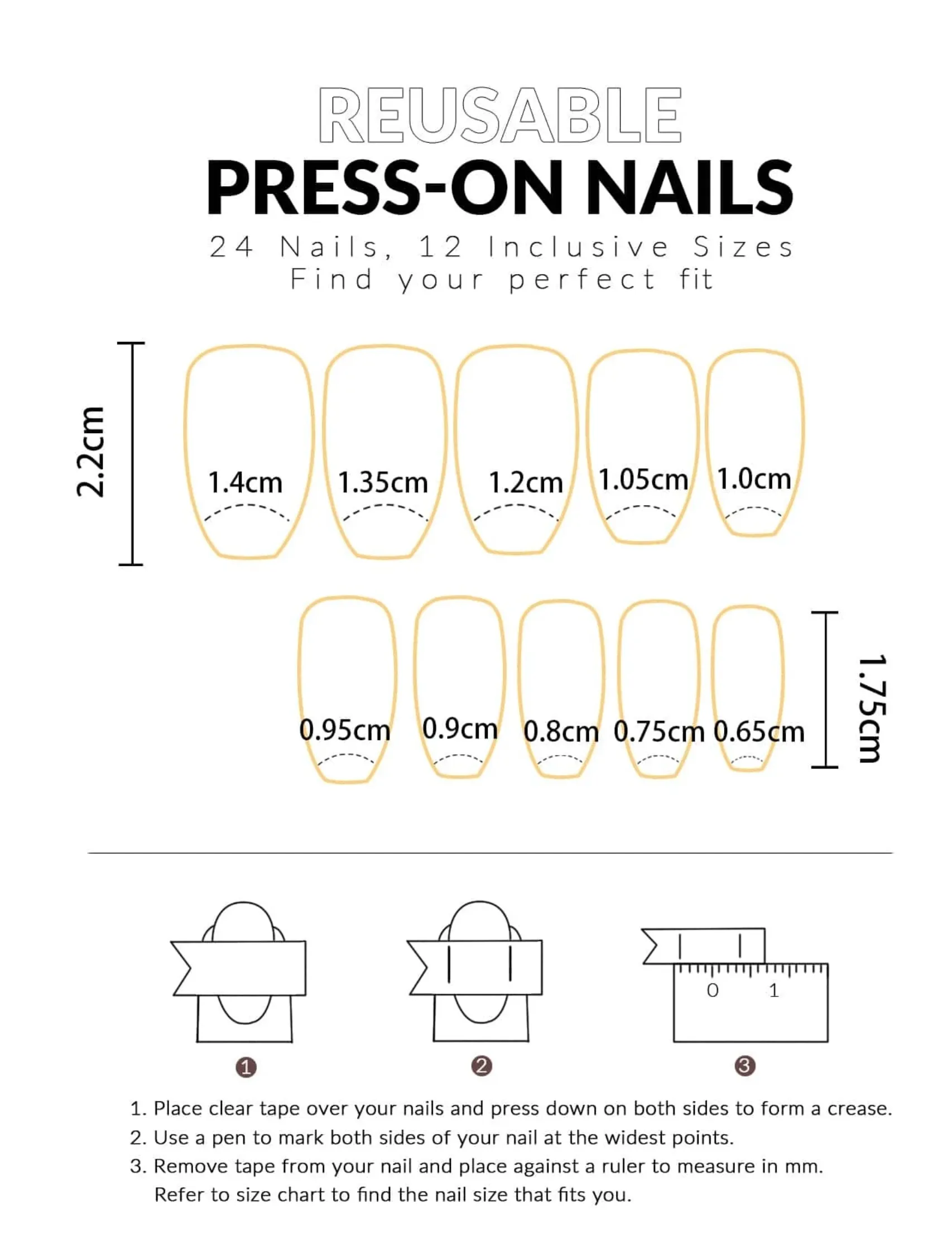 24 Pcs Ombre French tips Press on Nails