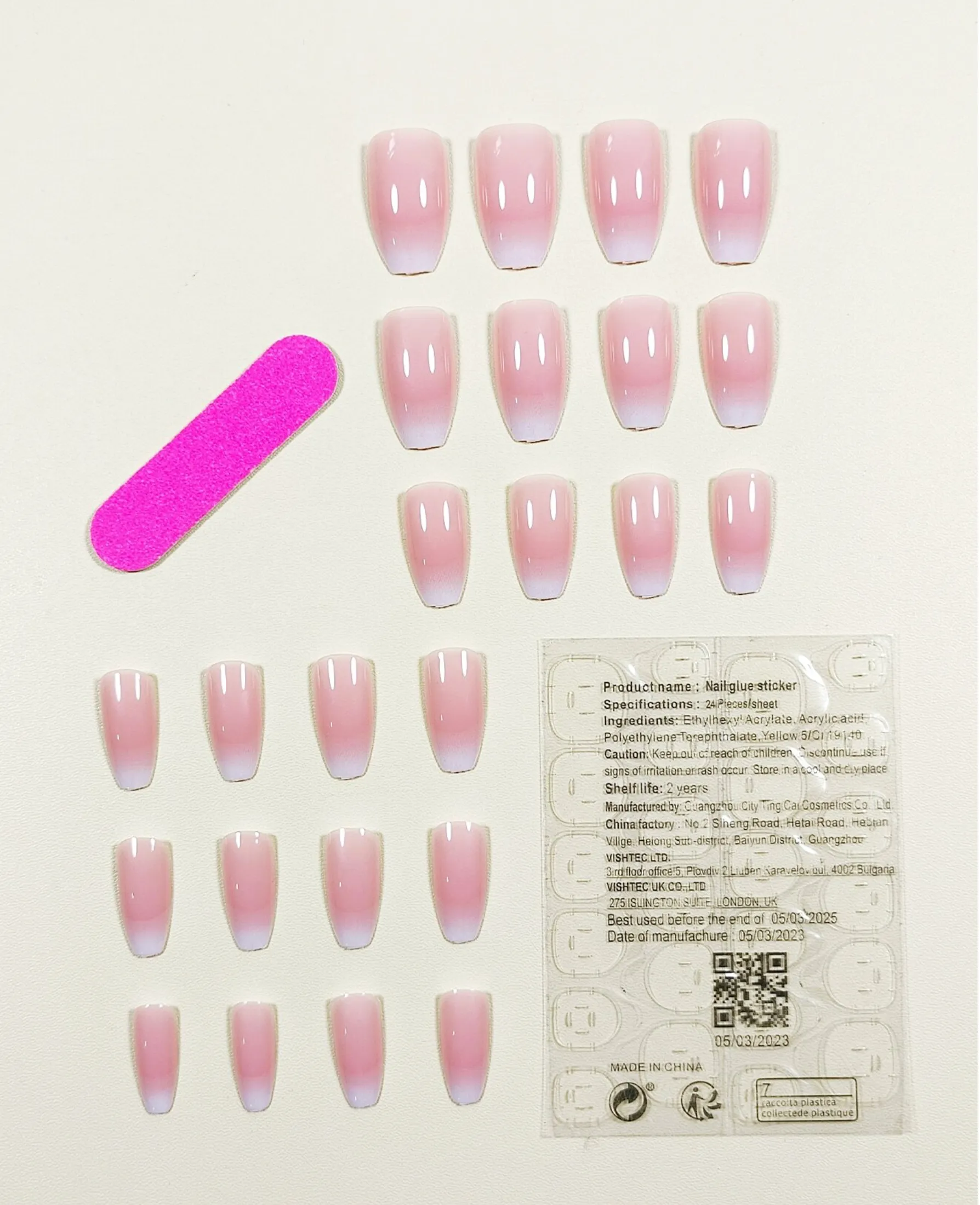 24 Pcs Ombre French tips Press on Nails