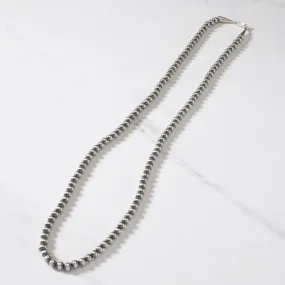 28 Single Strand 6mm Navajo Pearl USA Native American Made 925 Sterling Silver Necklace with Fox Tail Clasp