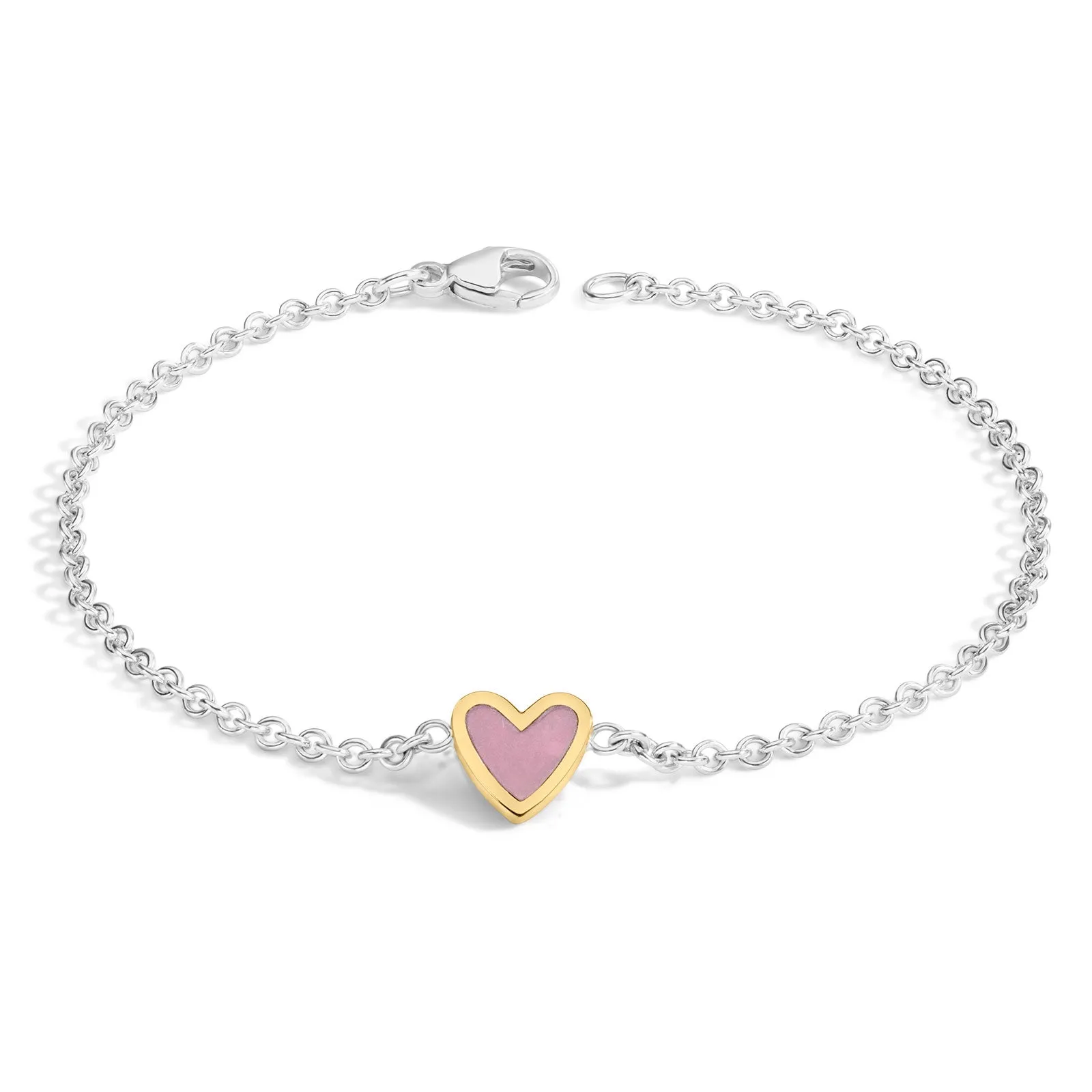 2mm Silver & Gold Enamel Heart Bracelet