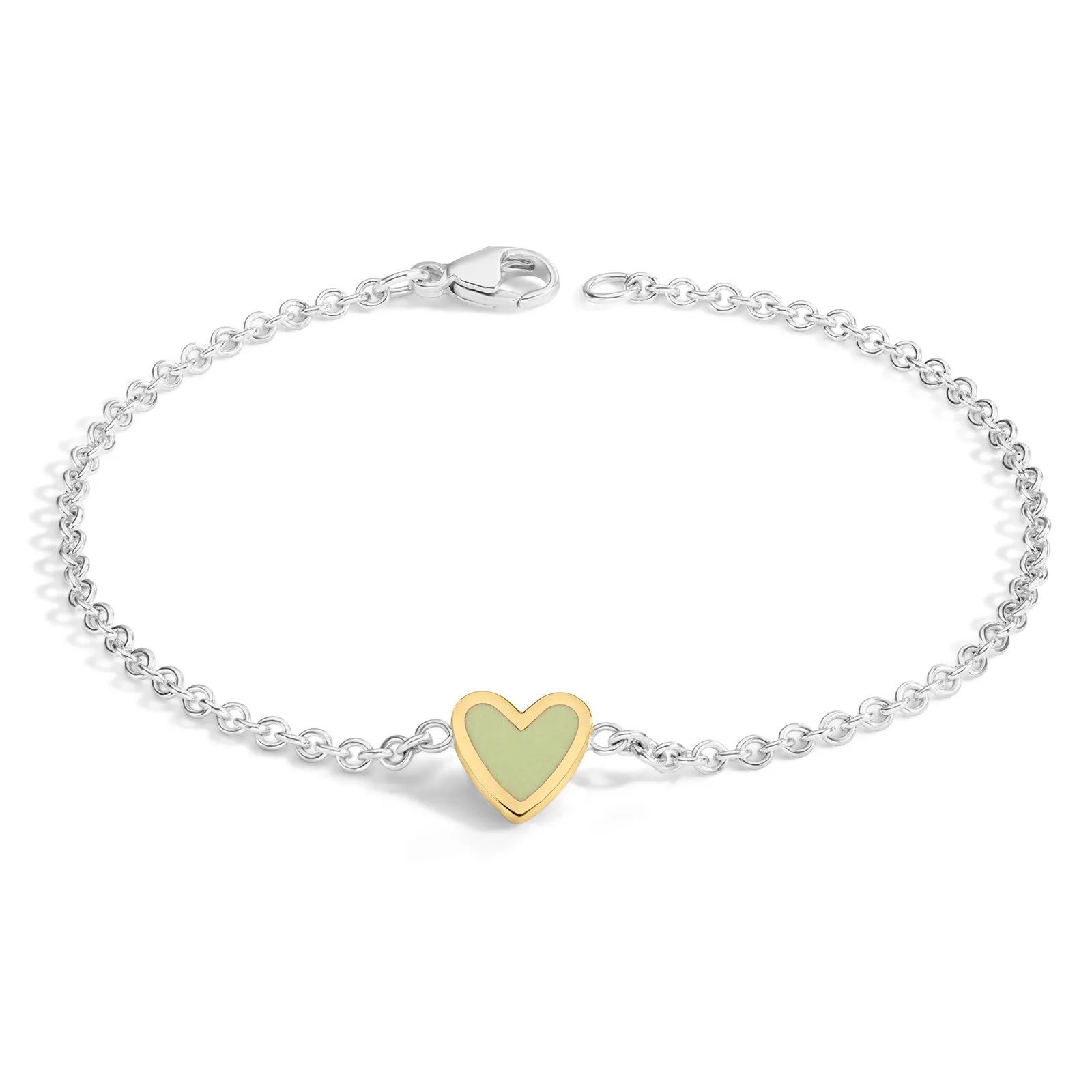 2mm Silver & Gold Enamel Heart Bracelet