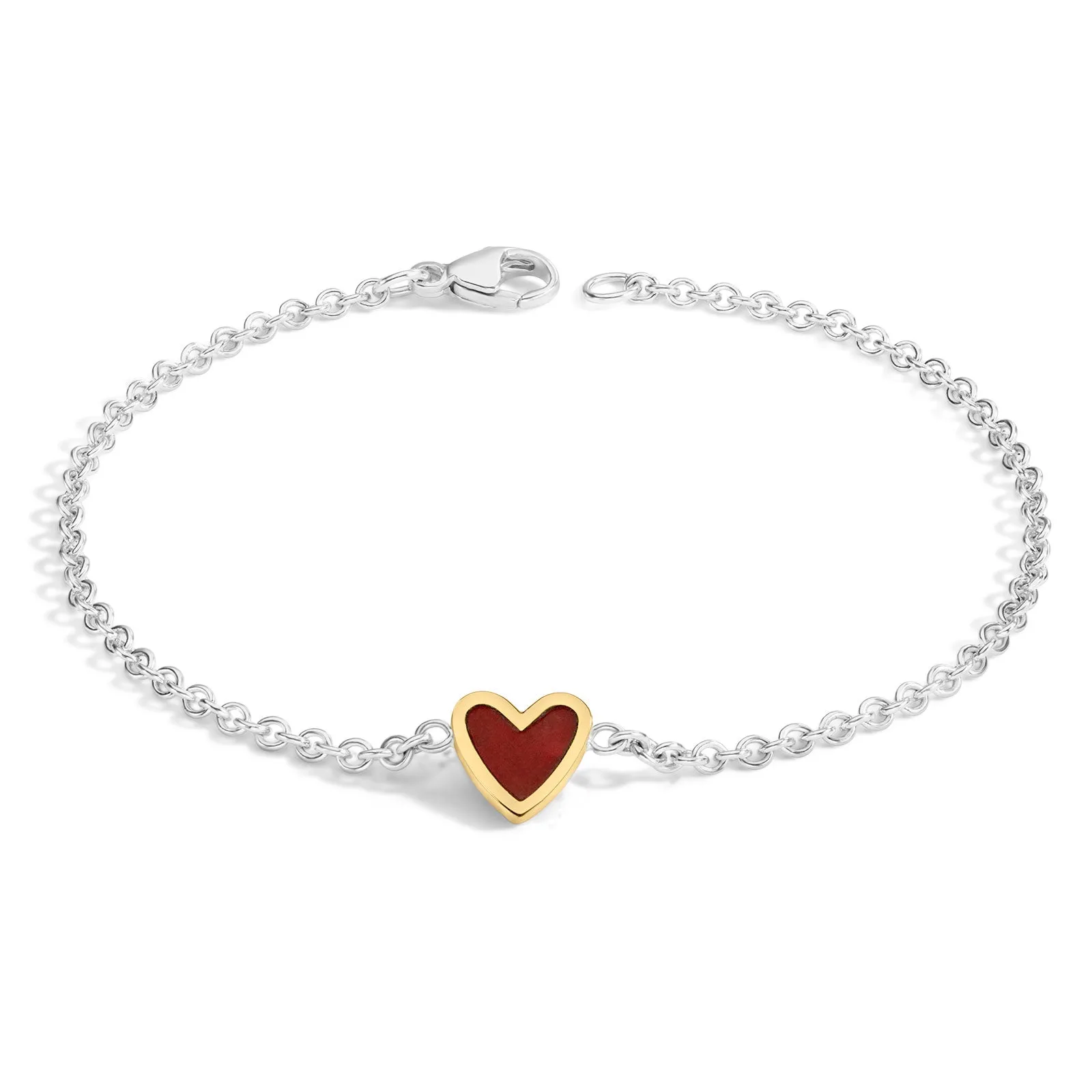 2mm Silver & Gold Enamel Heart Bracelet