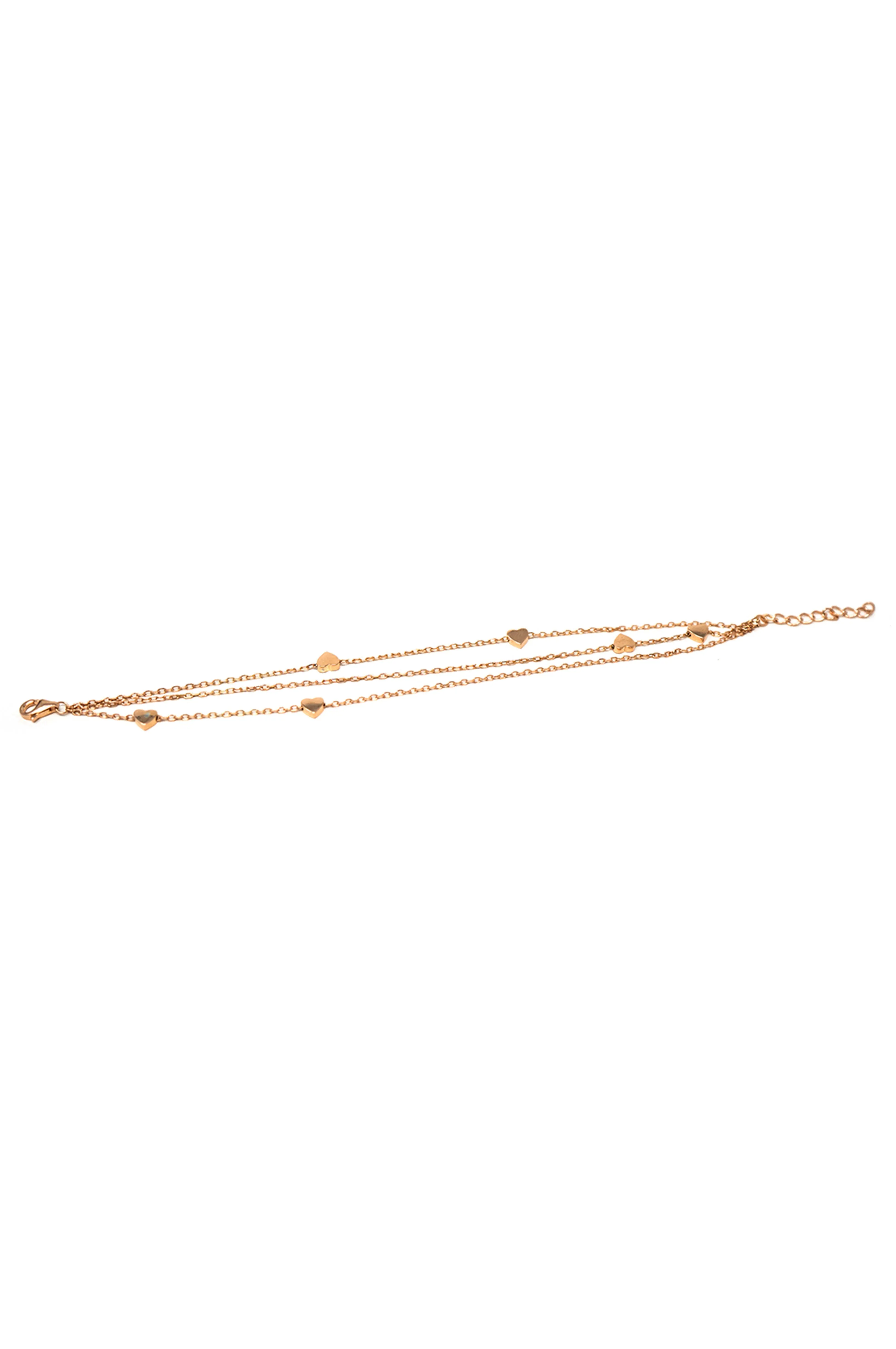 3 Layer Dancing Hearts Rose Gold Plated Sterling Silver Chain Bracelet