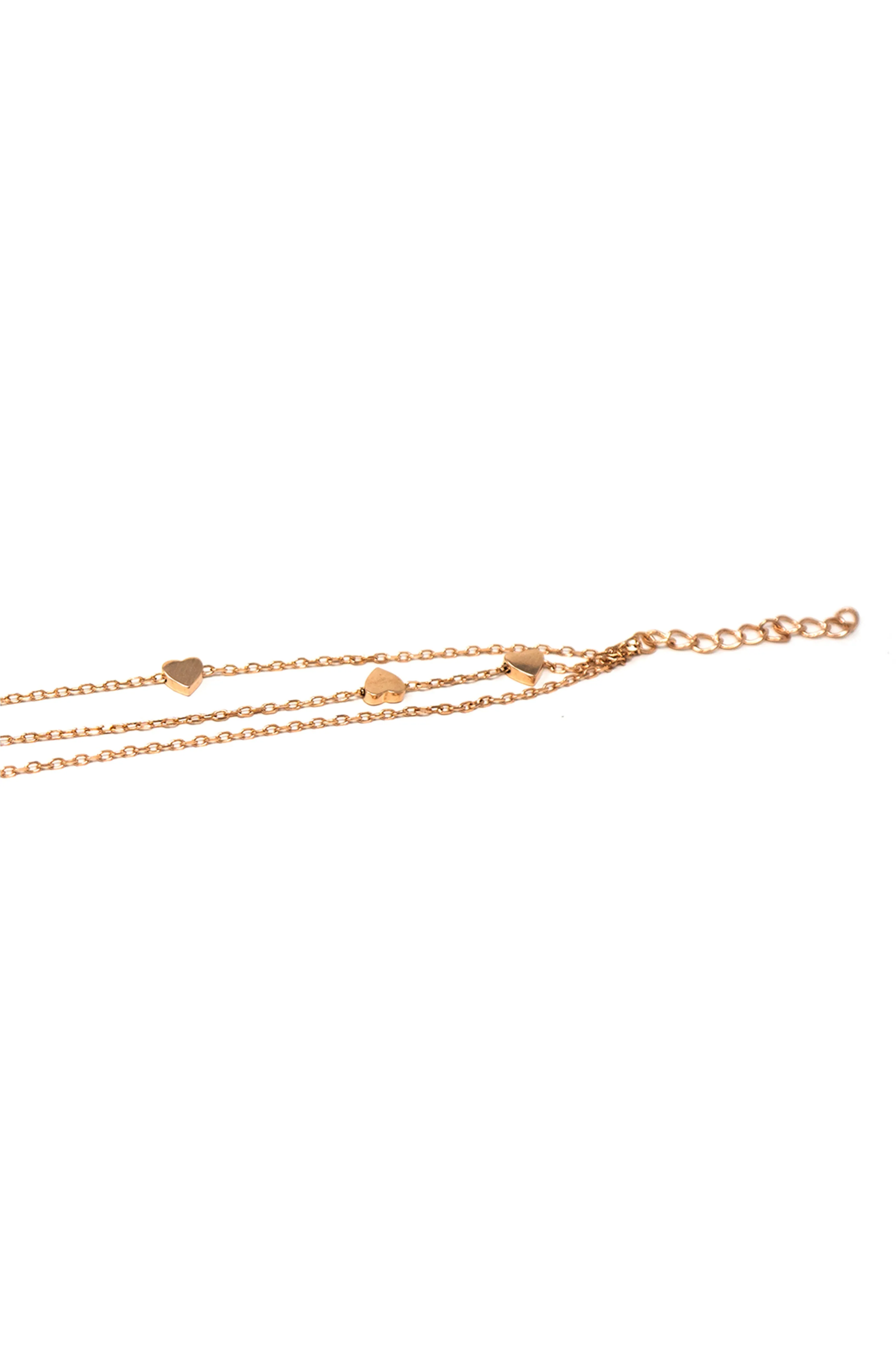 3 Layer Dancing Hearts Rose Gold Plated Sterling Silver Chain Bracelet