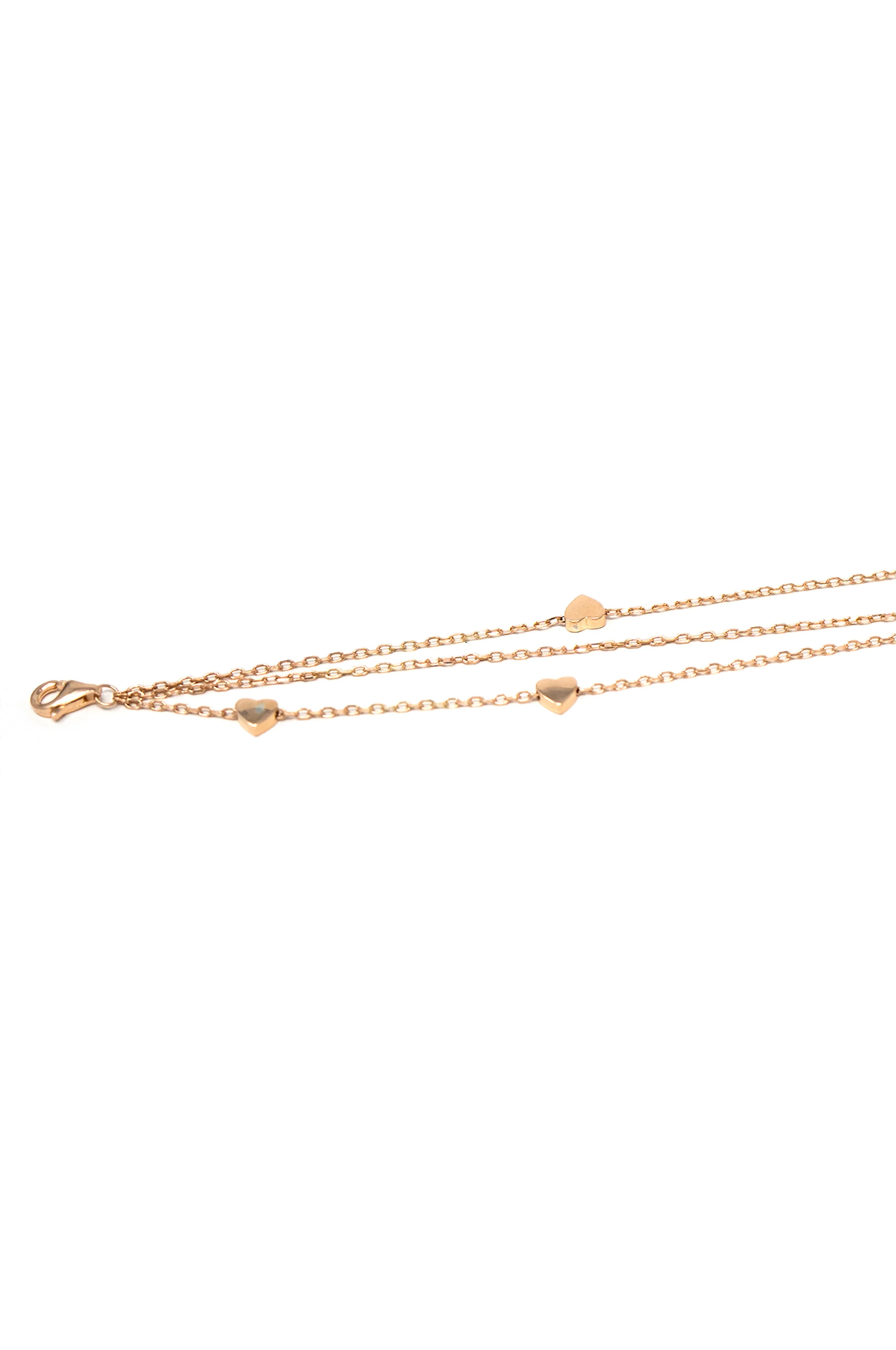 3 Layer Dancing Hearts Rose Gold Plated Sterling Silver Chain Bracelet