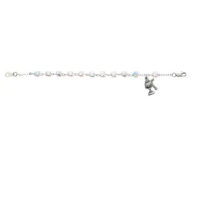 6.5 Crystal Heart Rosary Bracelet Boxed