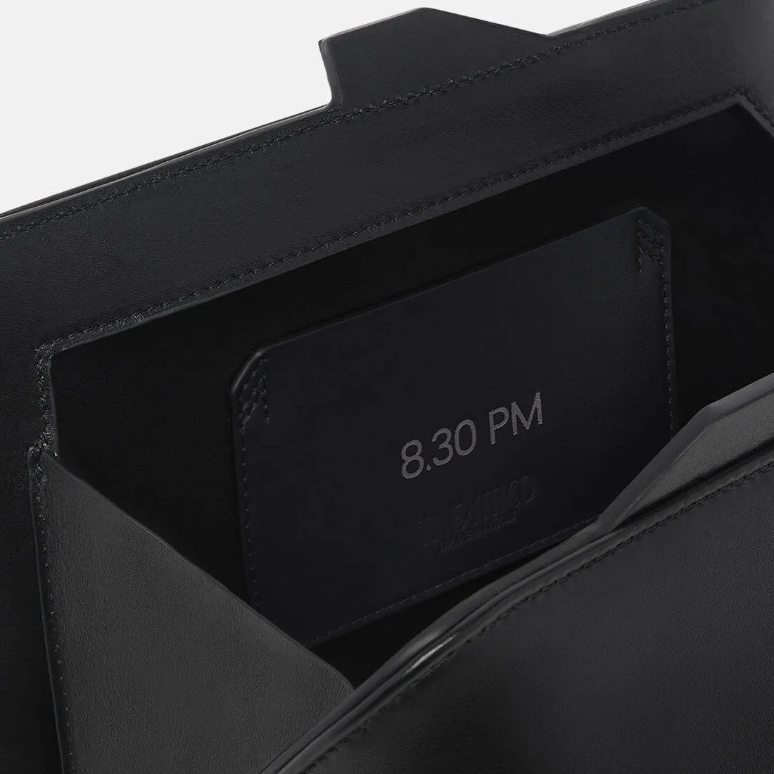 ''8.30PM'' Leather Oversized Clutch,Black