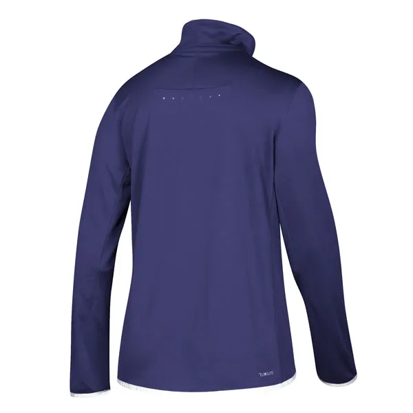 adidas Women's Collegiate Purple/White Team Iconic Knit Long Sleeve Quarter Zip