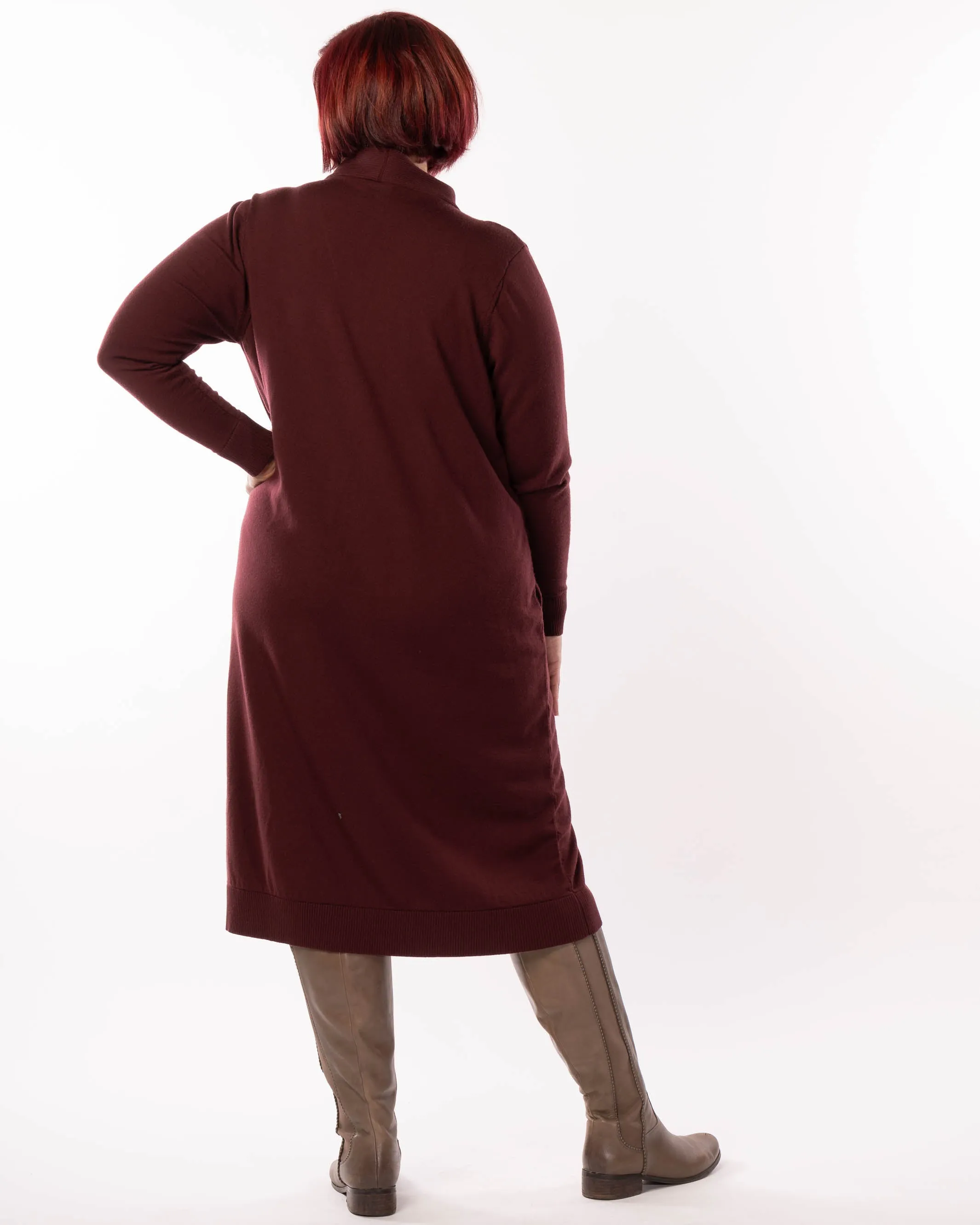 Adore You Merino Cardigan Dress - Wine