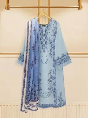 Agha Noor Blue Embroidered Swiss Voile 3-Piece Suit