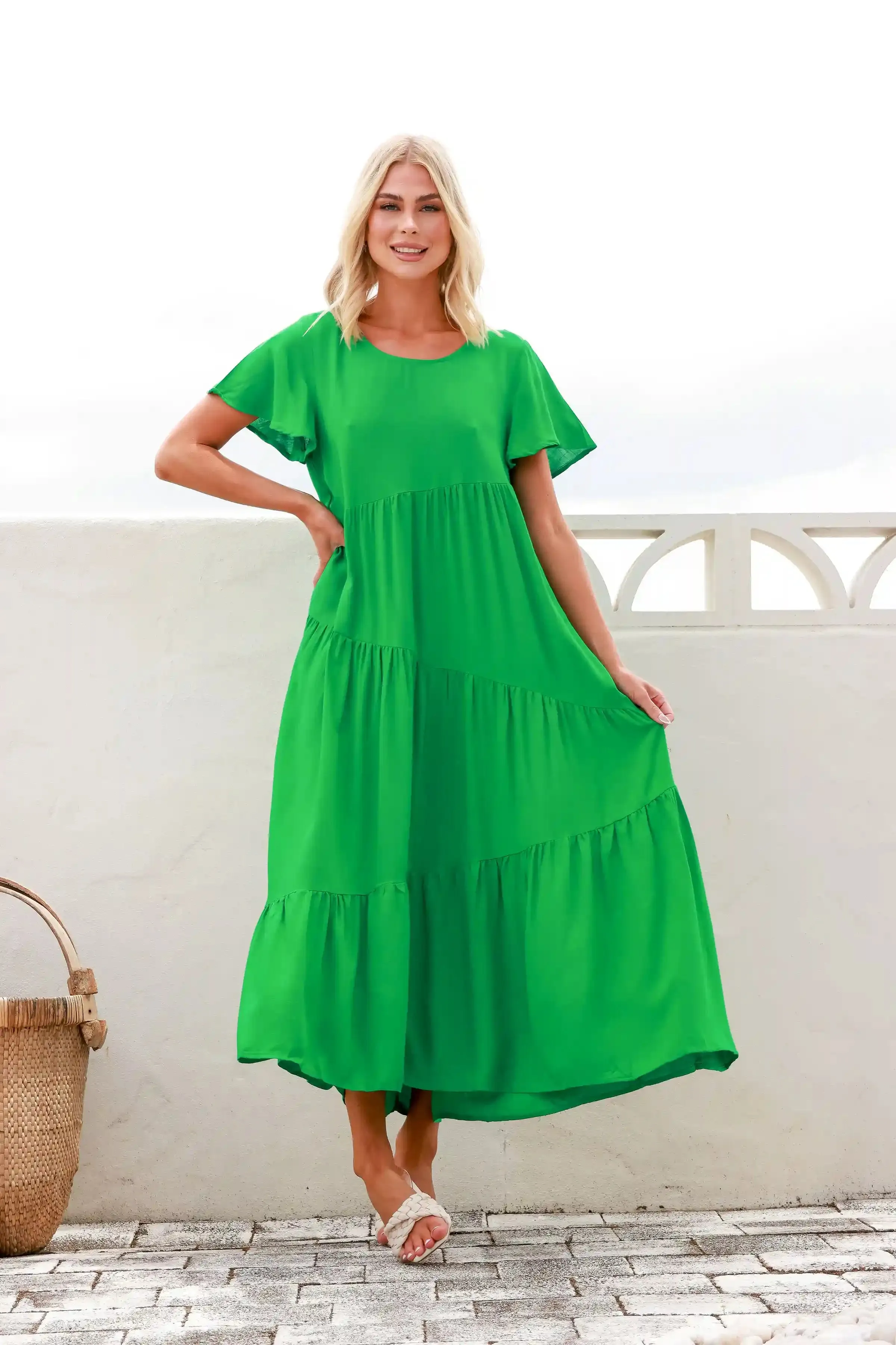 Alessia Linen Maxi Dress - Green