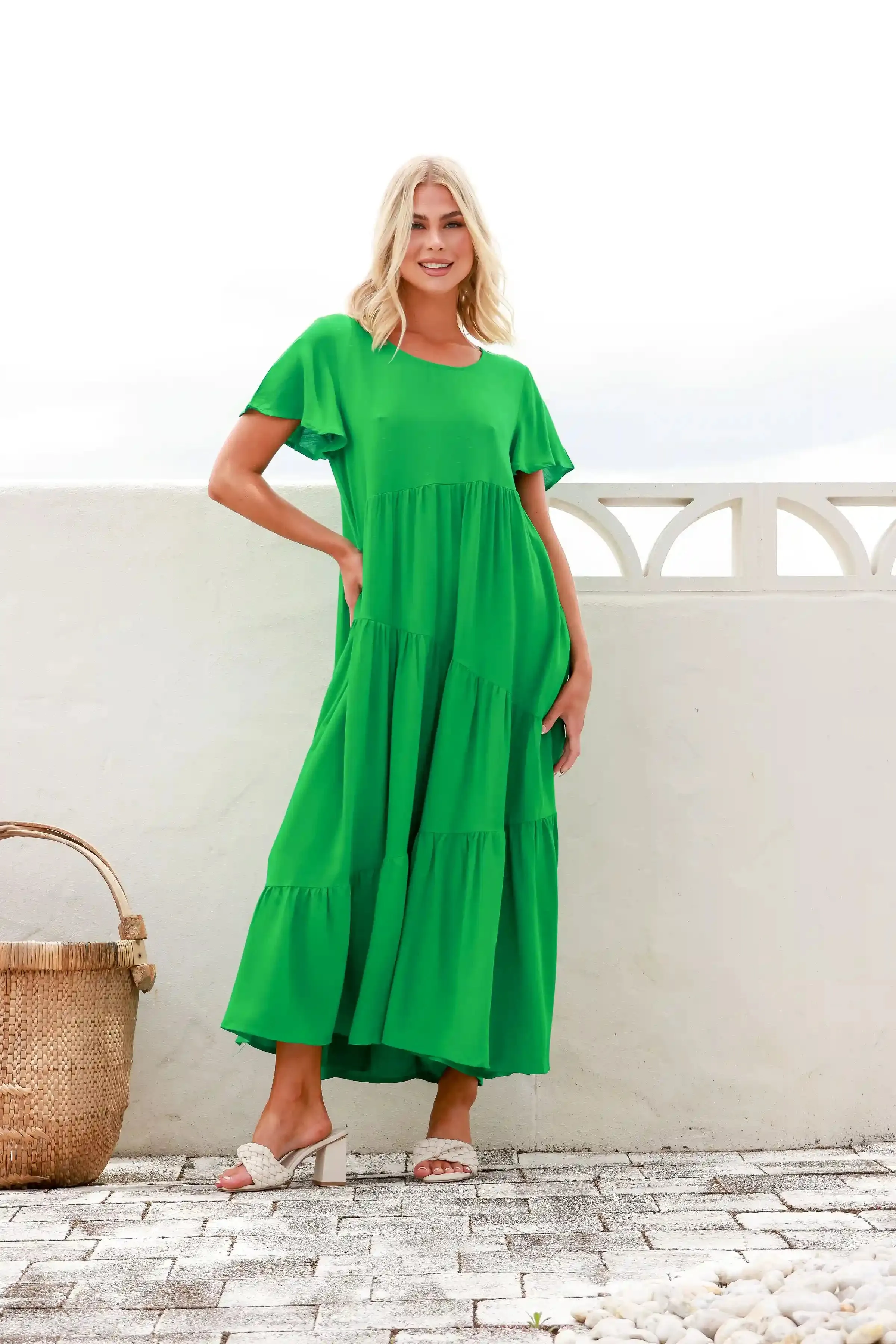 Alessia Linen Maxi Dress - Green