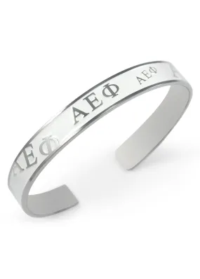 Alpha Epsilon Phi Bangle Cuff Bracelet (White)