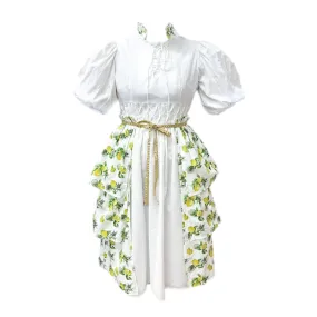 Amalfi Lemon Print Linen Mom Dress