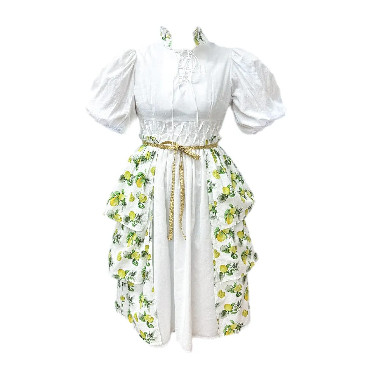 Amalfi Lemon Print Linen Mom Dress