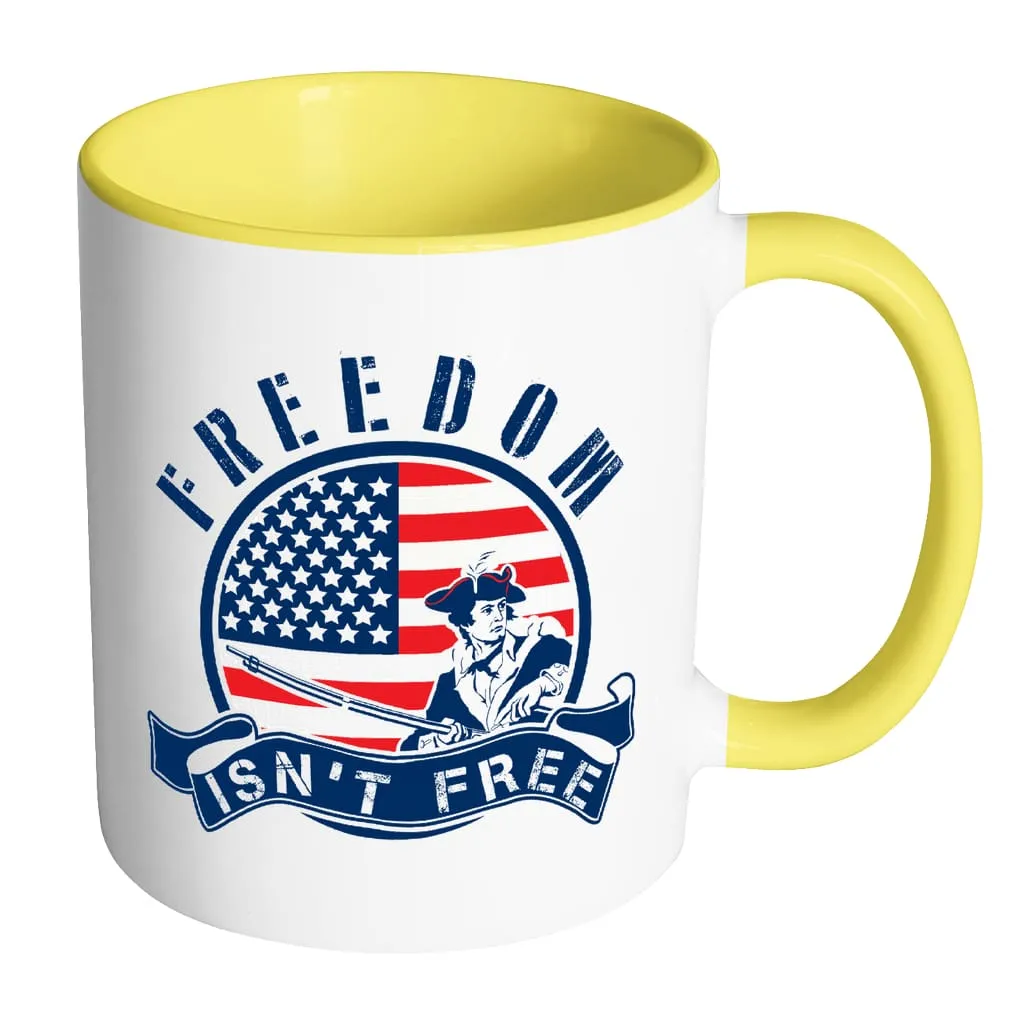 American Flag Patriot Mug Freedom Isnt Free White 11oz Accent Coffee Mugs