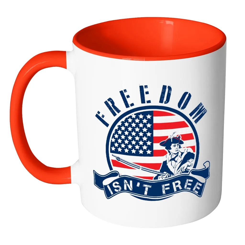 American Flag Patriot Mug Freedom Isnt Free White 11oz Accent Coffee Mugs