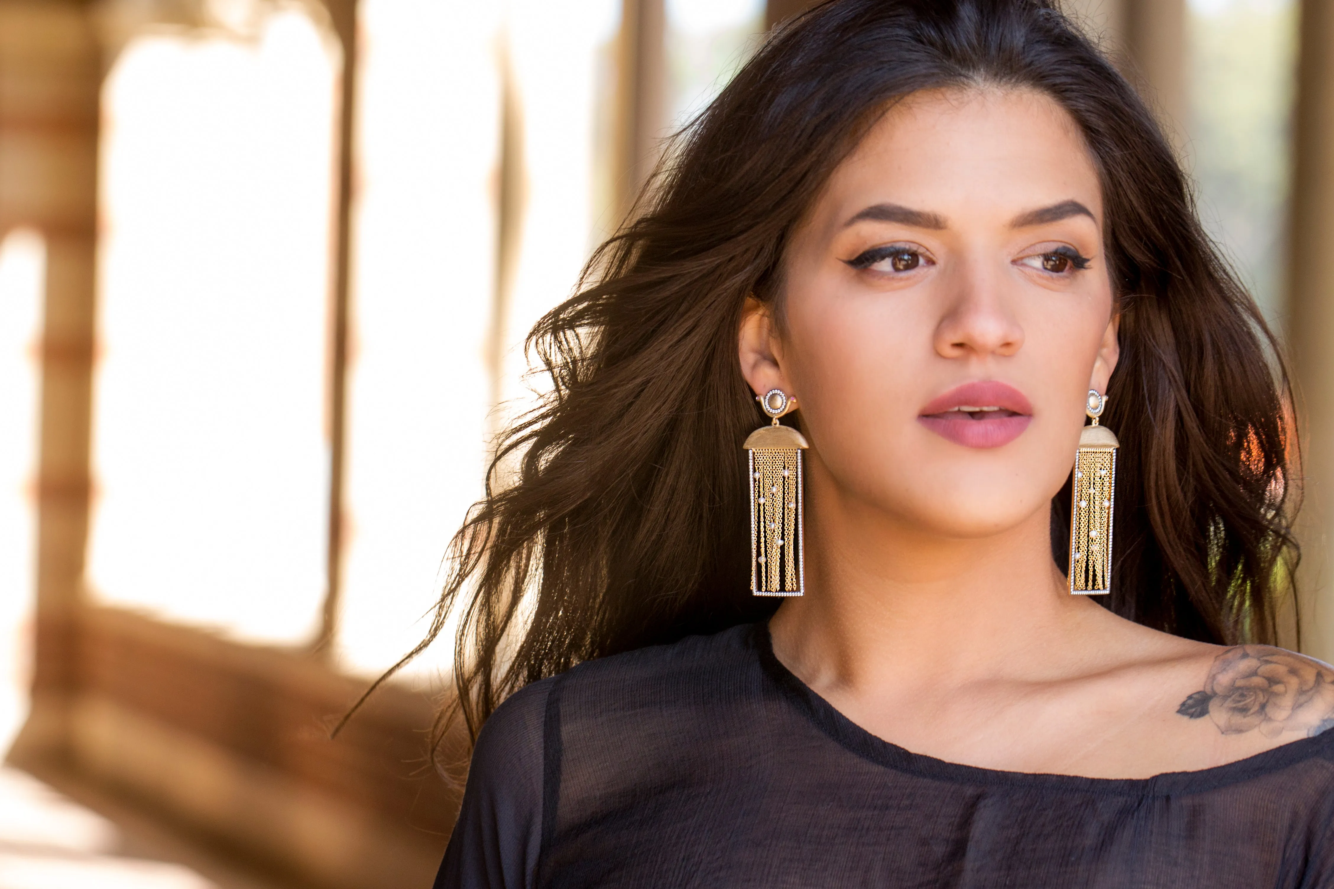 AMMANII Drop Earrings with Freshwater Pearls and Tassels Vermeil Gold