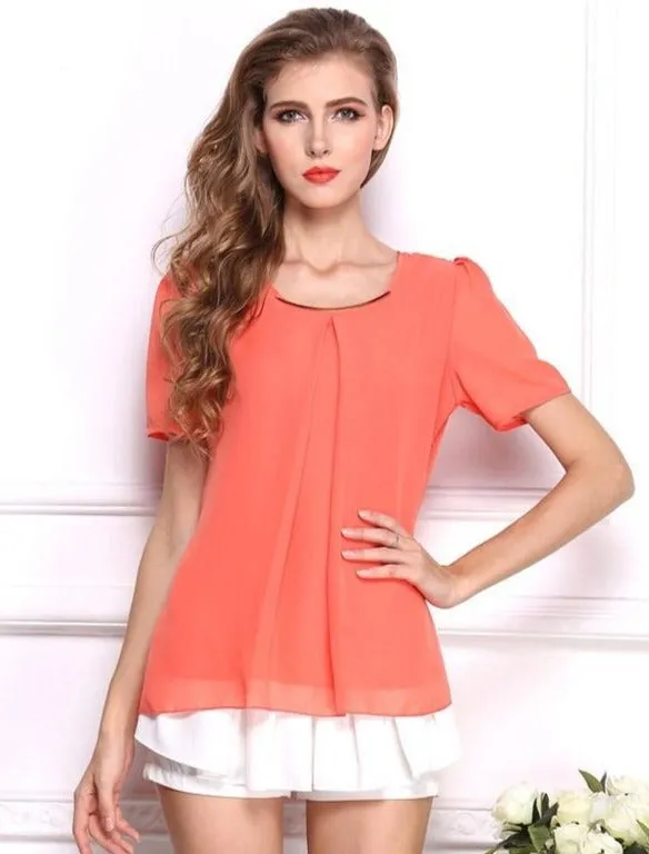 AshoreShop Summer Women's Chiffon Short Sleeve Shirt