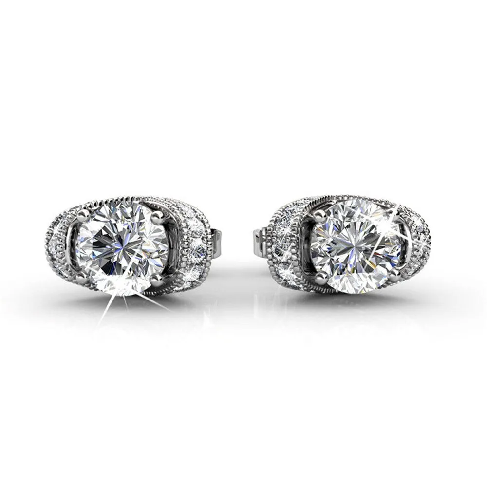 Astrid 18k White Gold Plated Stud Earrings with Simulated Diamond Crystals