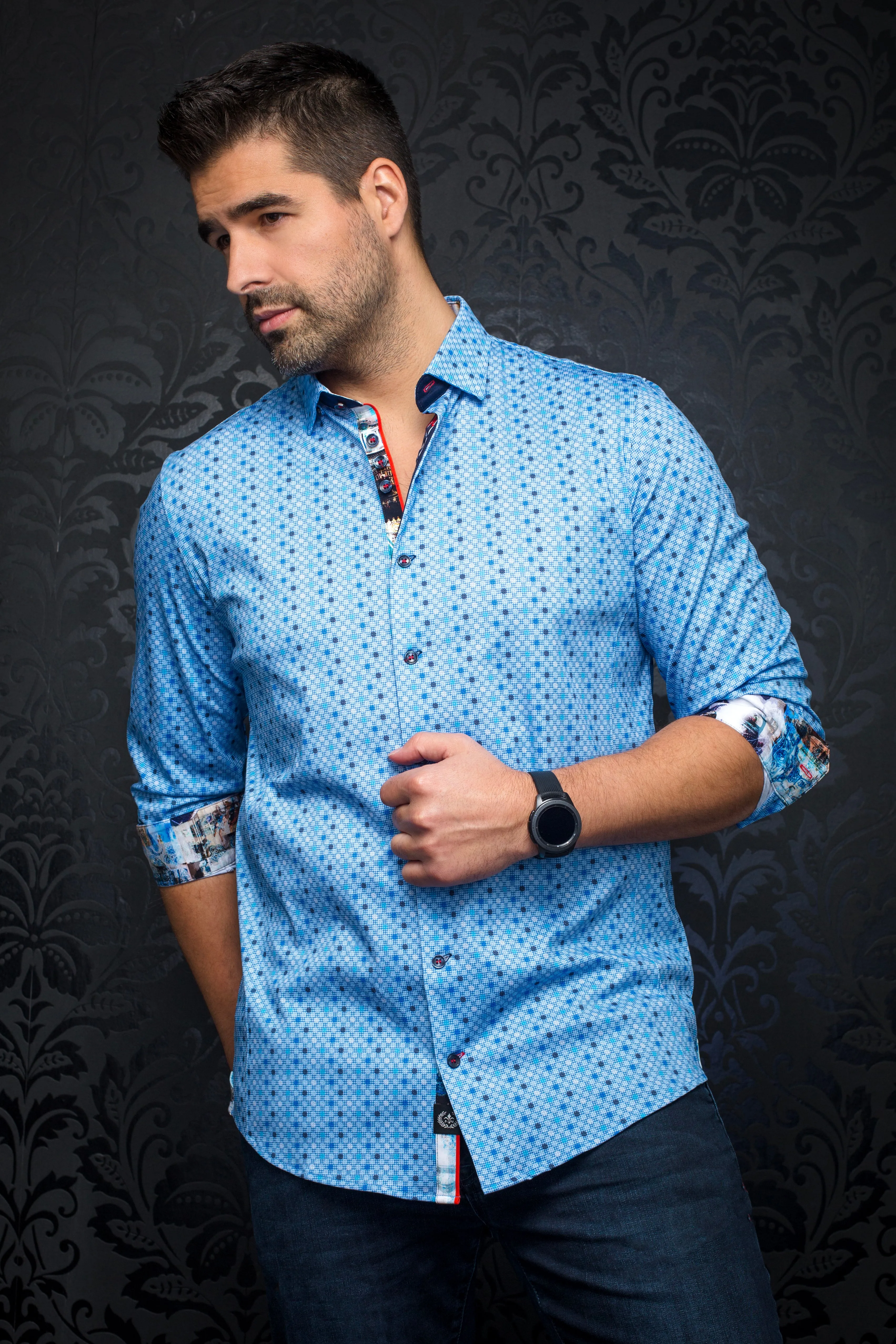 Au Noir Stretch Shirt | Trevis Light Blue