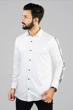 Best White Shirts for Men - Solid Giza Cotton Striped-Sleeve Men