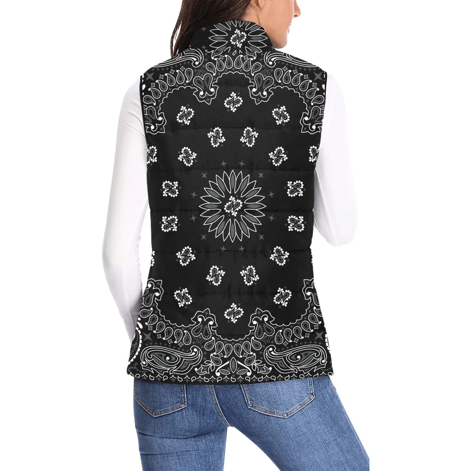 black bandana Women's Padded Vest Jacket