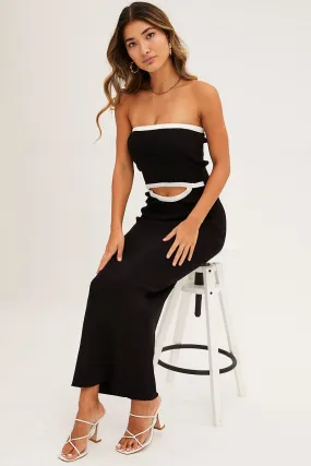 Black Cut Out Knit Midi Dress