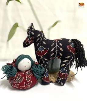 Black Flower Handcrafted Fabric Horse Toys !!!