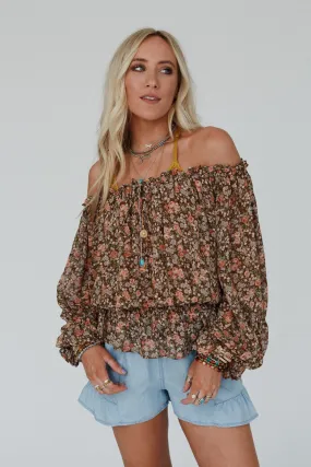 Blooms In Breeze Top - Brown