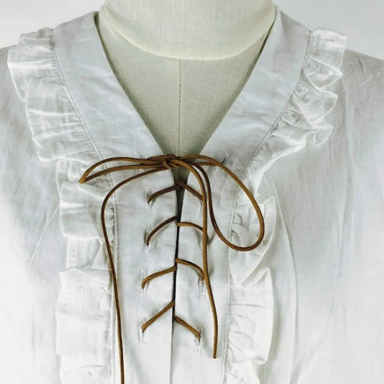 Blouse With Ruffled Collar And Lantern Sleeves