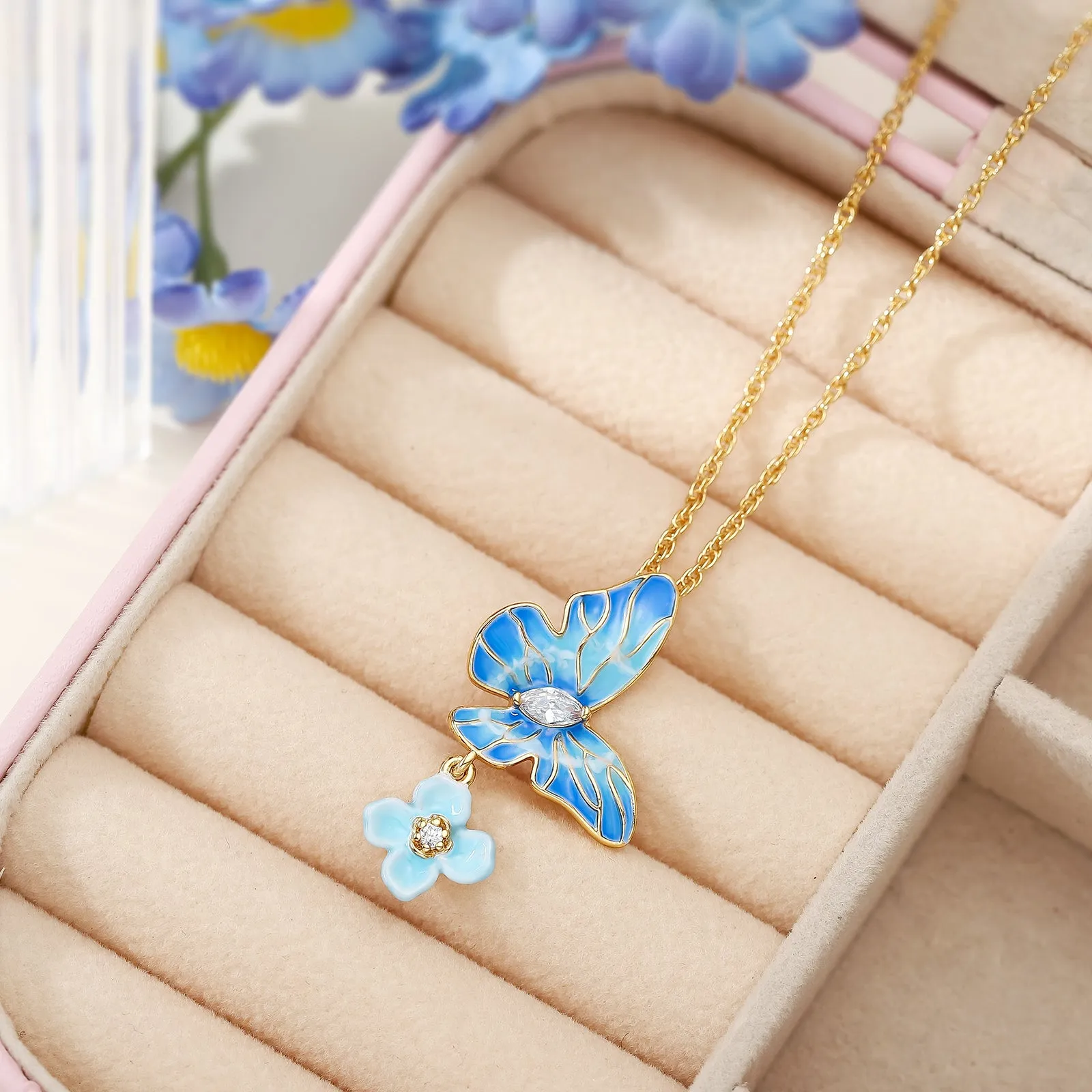 Blue Morpho Butterfly Necklace