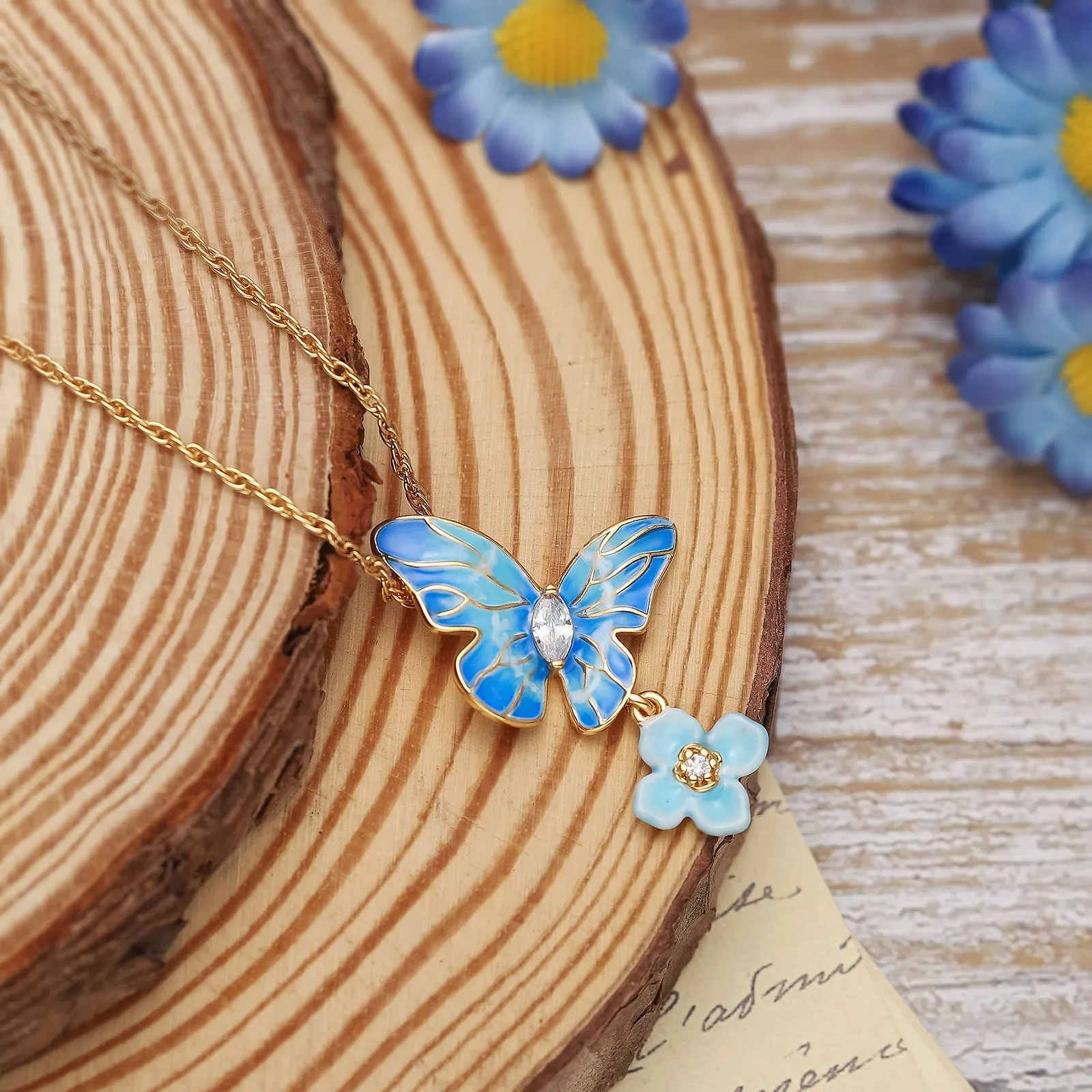 Blue Morpho Butterfly Necklace