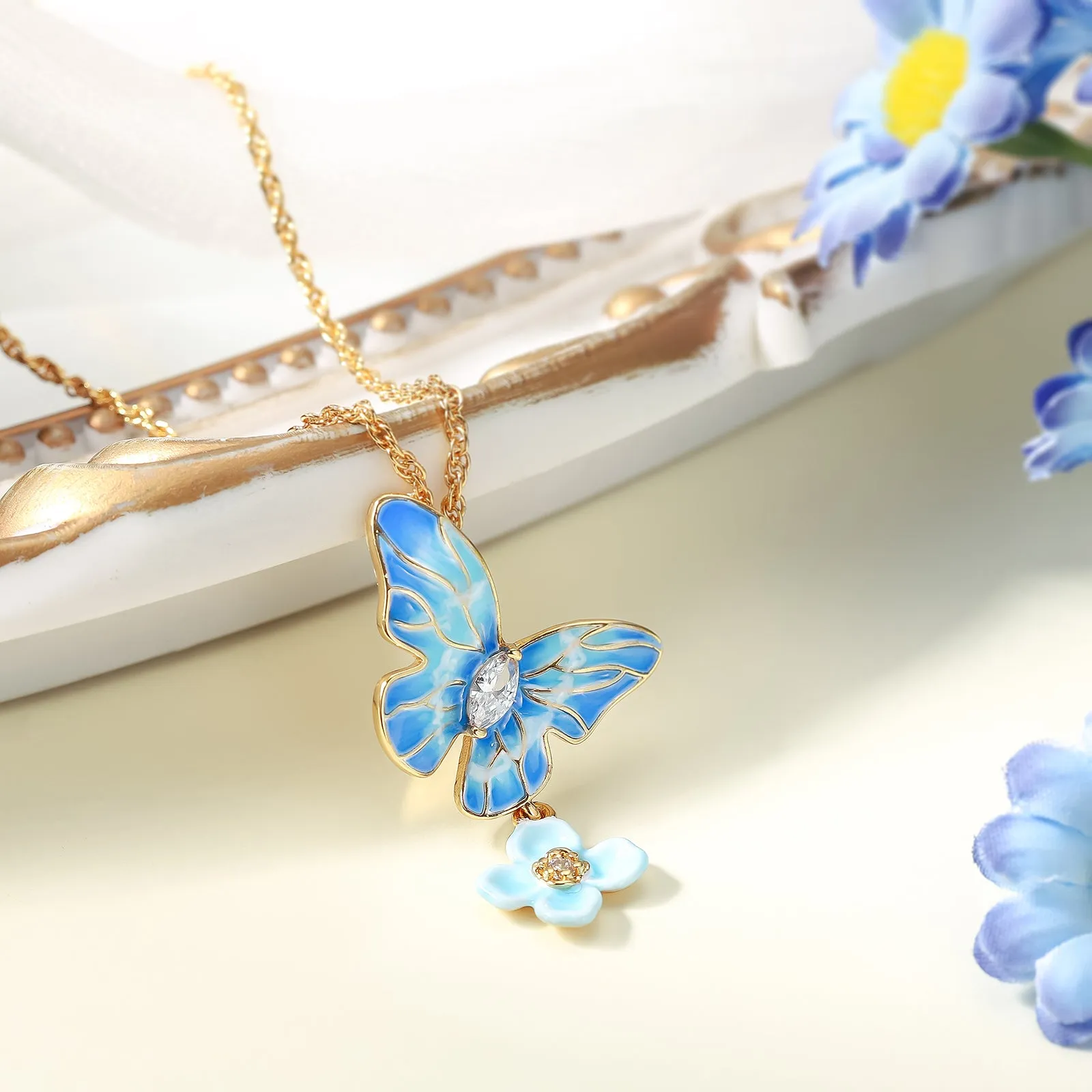 Blue Morpho Butterfly Necklace