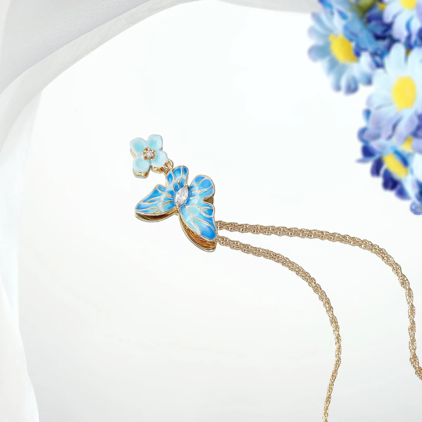 Blue Morpho Butterfly Necklace