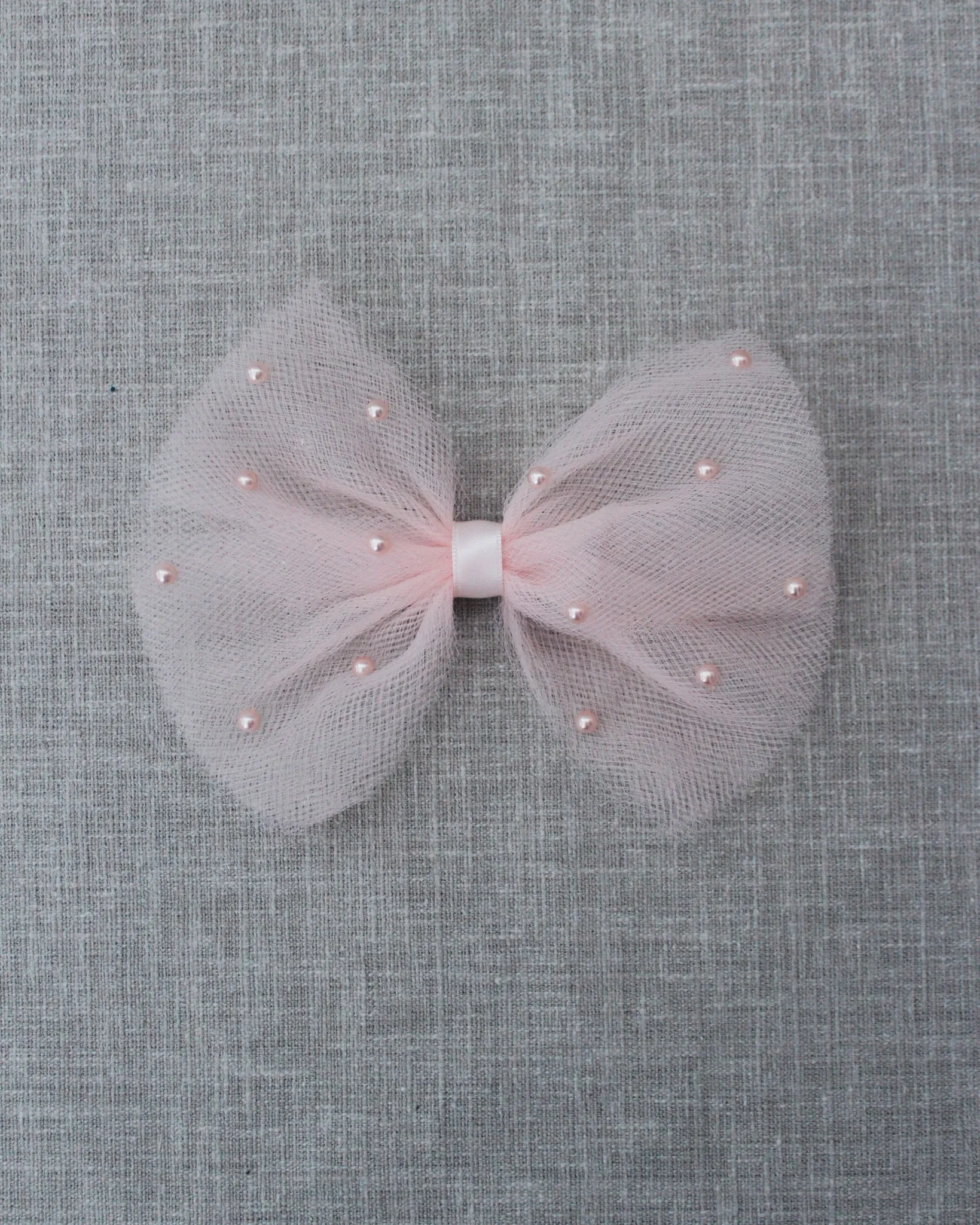 Blush Butterfly Tulle Bow Hair Clip or Shoe Clips with Scattered Pearls