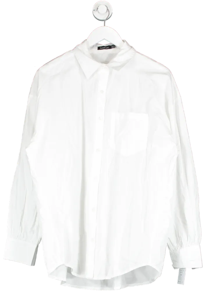 boohoo White Oversized Cotton Shirt UK 10