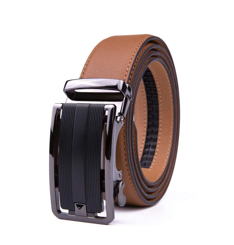 Braveman Men's Automatic Ratchet Buckle Leather Dress Belt