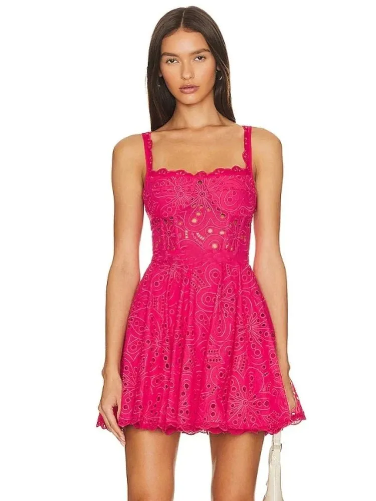 Broderie Anglaise Lace Mini Dress