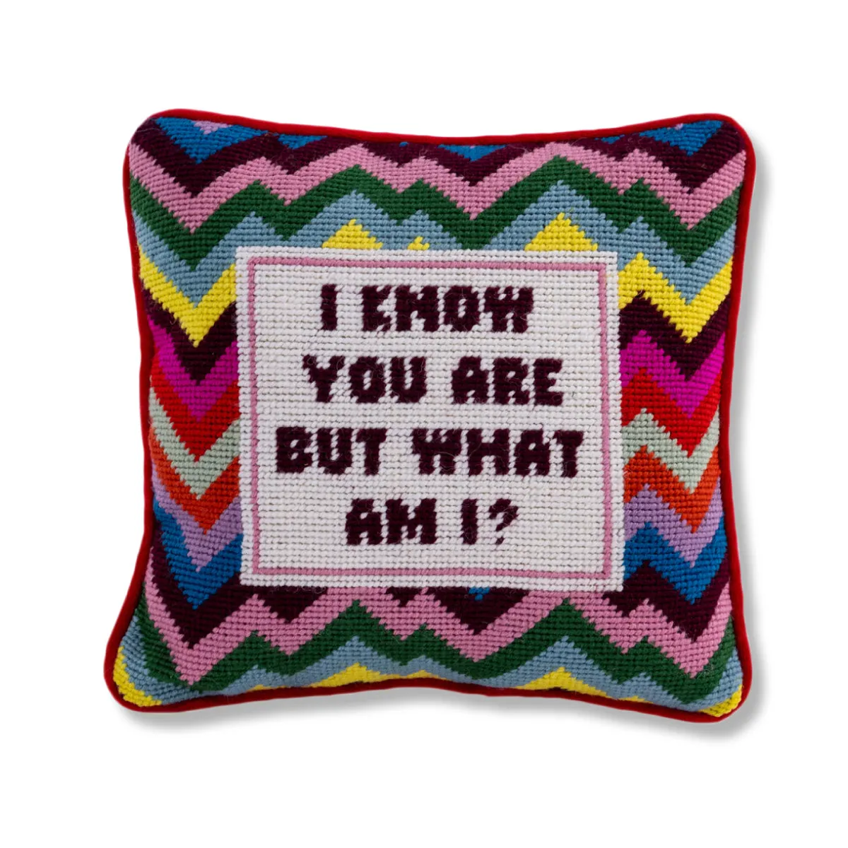 But What Am I Needlepoint Pillow