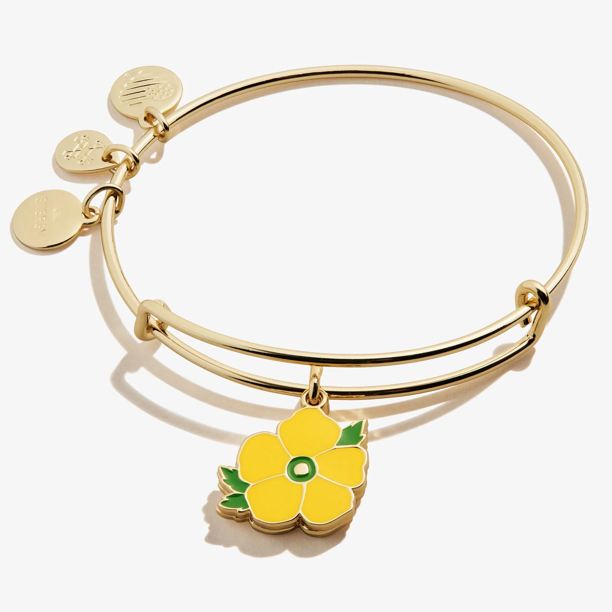 Buttercup Flower Mantra Charm Bangle