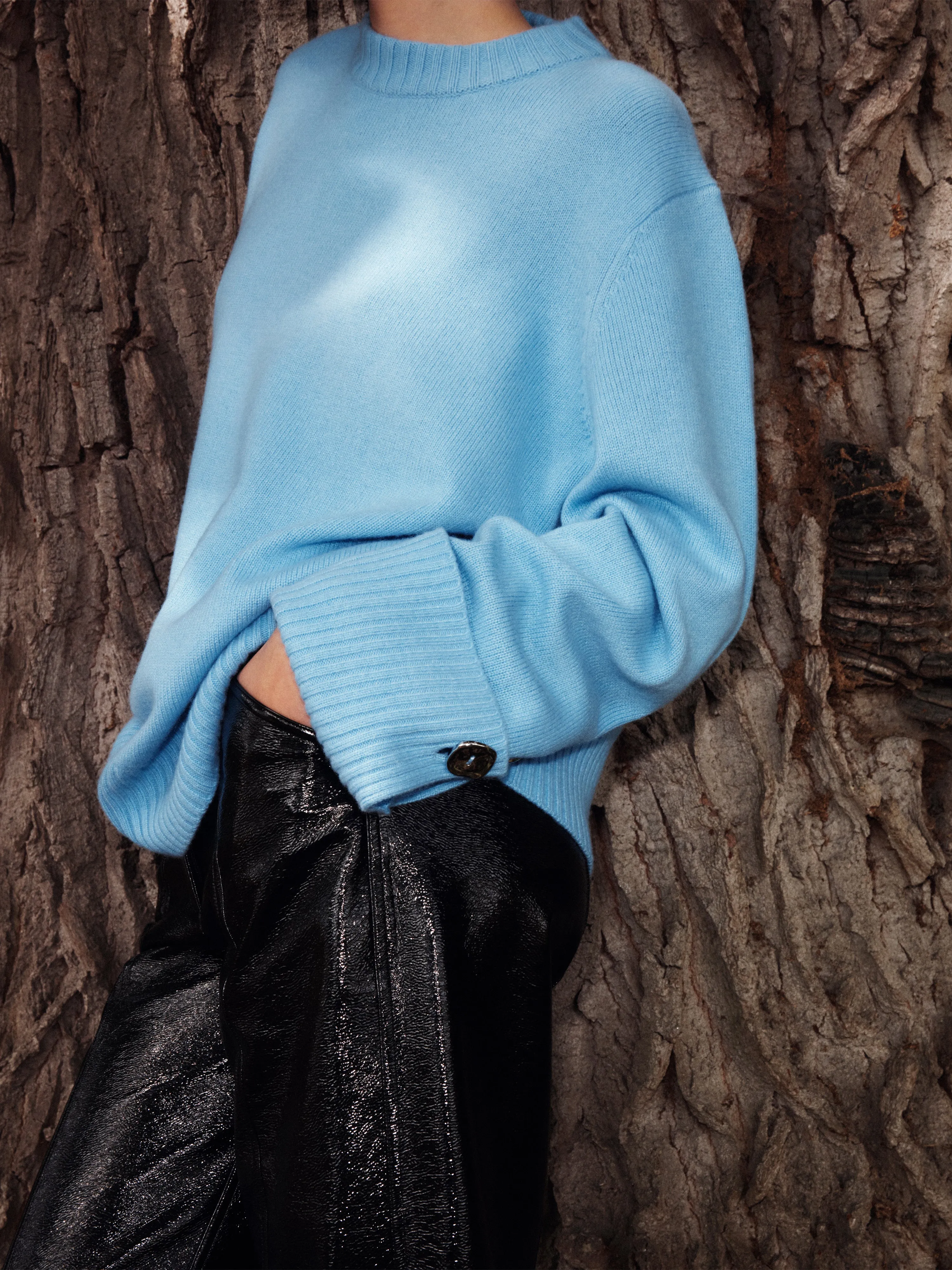 Button Detail Oversized Jumper | Blue