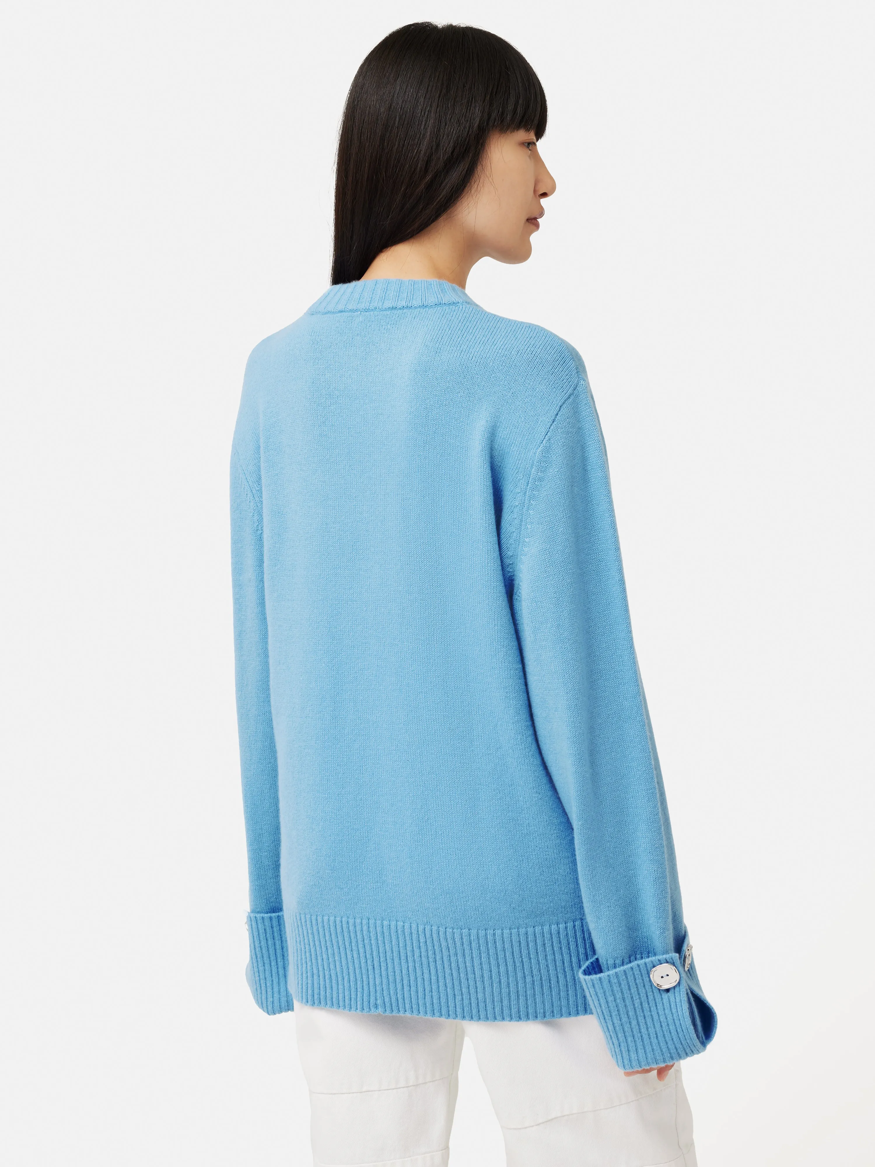 Button Detail Oversized Jumper | Blue