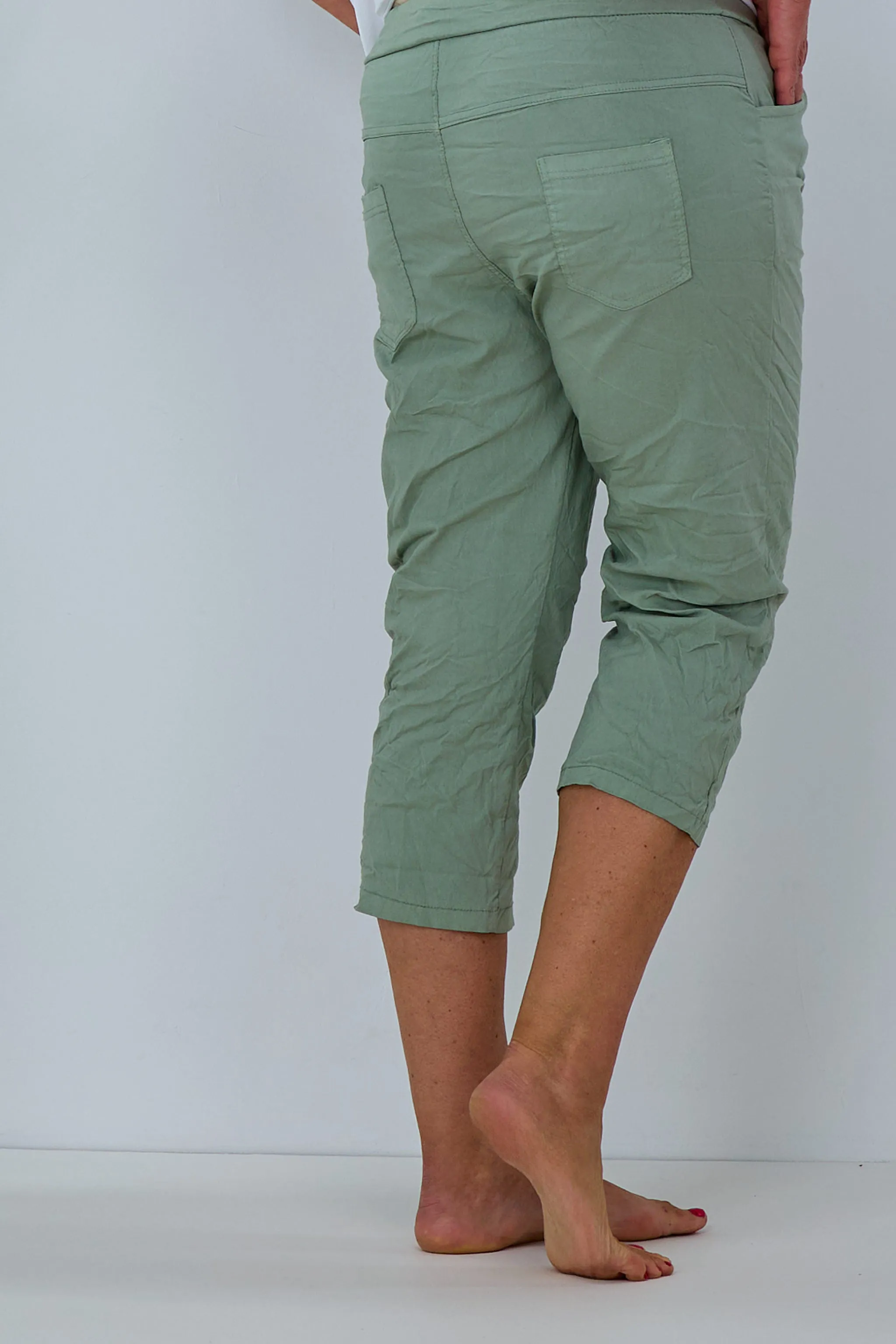 Caprihose mit elastischem Bund - groß, khaki